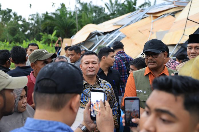Huntara di Aceh Utara Diterjang Anging Kencang, Kaposko Safrizal ZA Turun Langsung Ke Lokasi